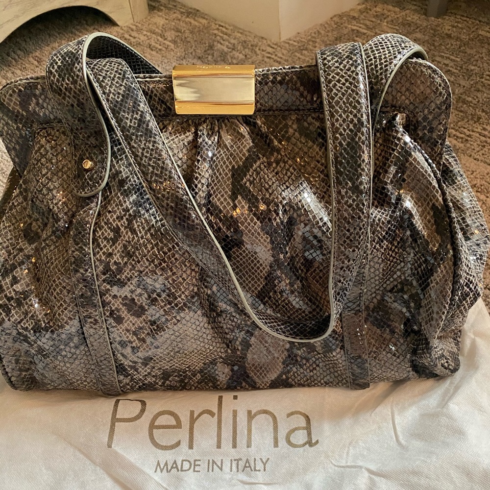 Perlina lizard embossed leather bag